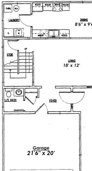 floor plan` 2 Bed 1.5 Bath